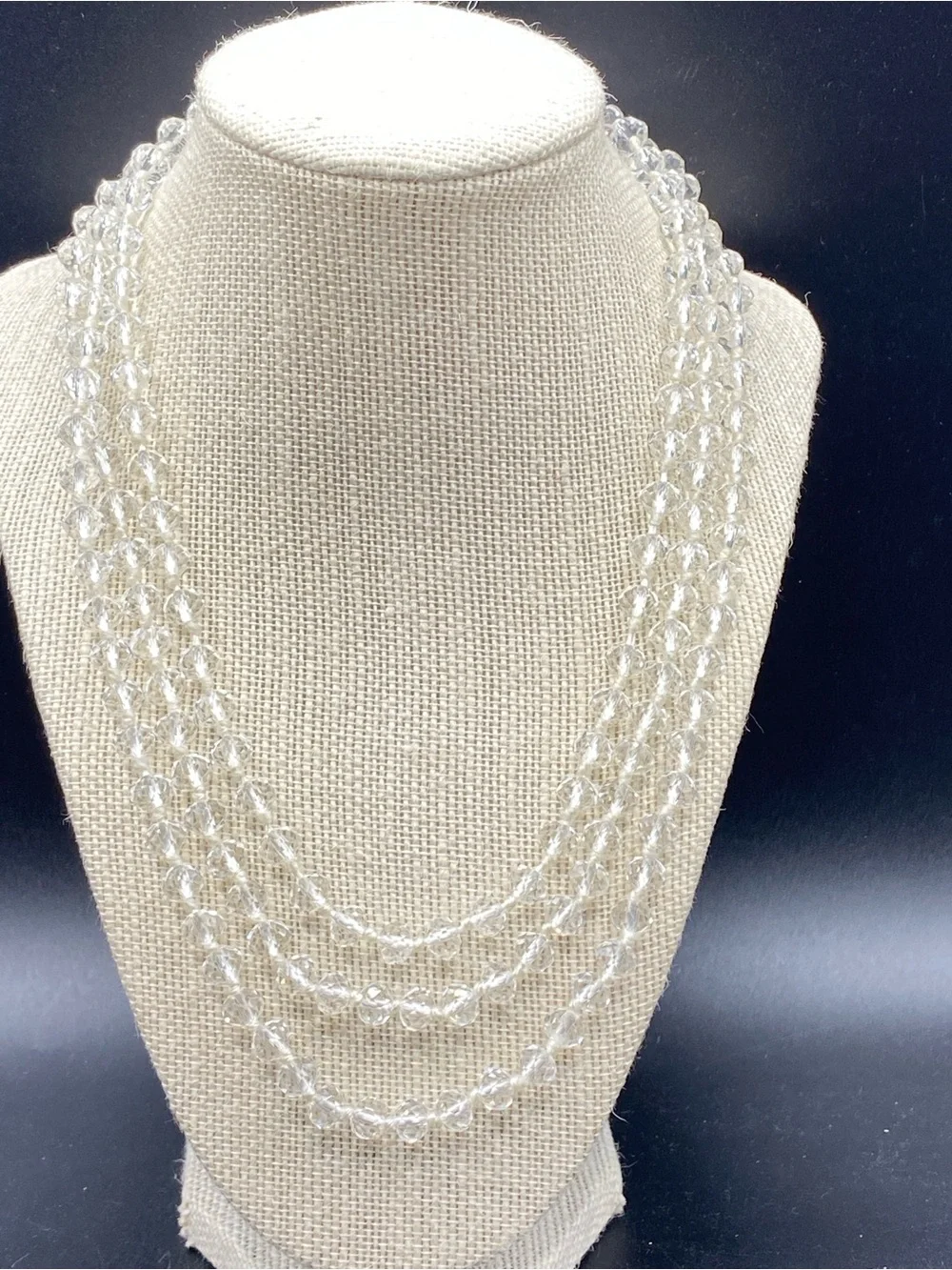 Faceted Glass Beads Long Necklace Over-The-Head Style 64”